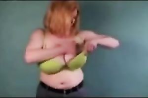 My fascinating blond MILF girl bounces her huge natural breasts on web camera