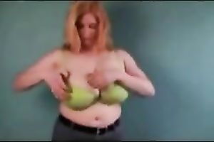 My fascinating blond MILF girl bounces her huge natural breasts on web camera