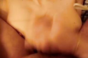 Blindfolded and chained slutwife sucks my prick and acquires facial