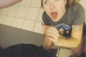 Brunette cutie wanted to be fed with adorable ball cream after giving a head