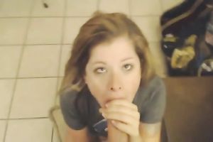 Brunette cutie wanted to be fed with adorable ball cream after giving a head