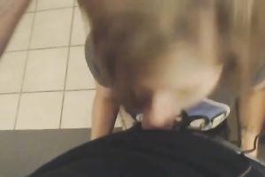 Brunette cutie wanted to be fed with adorable ball cream after giving a head