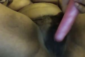 Wondrous horn-mad large racked dark nympho masturbated with vibrator