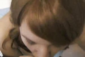 Submissive white redhead white bitch gives head for cum on POV tape