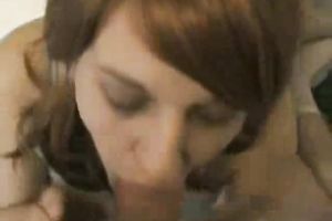 Submissive white redhead white bitch gives head for cum on POV tape