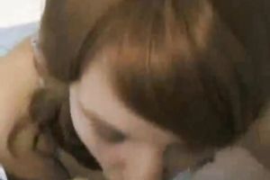 Submissive white redhead white bitch gives head for cum on POV tape