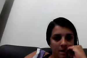 Stunning dilettante Latina dark brown masturbated on the biffy bowl