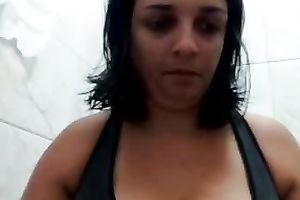 Stunning dilettante Latina dark brown masturbated on the biffy bowl