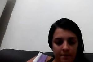 Stunning dilettante Latina dark brown masturbated on the biffy bowl