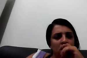 Stunning dilettante Latina dark brown masturbated on the biffy bowl