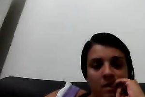 Stunning dilettante Latina dark brown masturbated on the biffy bowl