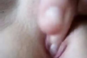 Lubricious playgirl rubbing her cookie with sex toy and showing me the act in closeup shot