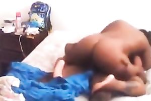 Amateur chunky black whorable BBC slut got busy with riding BBC