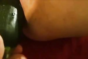Poking my girlfriend's love tunnel with cucumber in non-professional movie