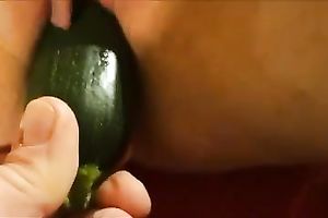 Poking my girlfriend's love tunnel with cucumber in non-professional movie