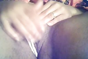 Dark skinned whorable nympho was tenderly rubbing her own soaked love tunnel