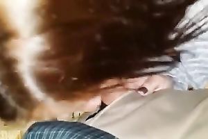 Filthy natural wife was standing on knees while engulfing my friend