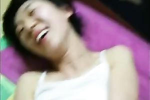 My Asian GF groans loudly as I ram her bushy coochie unfathomable