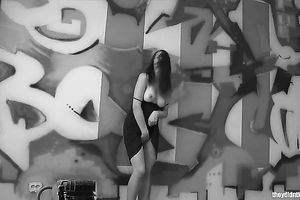 Warehouse wench acquires exposed in camera and rib her cookie