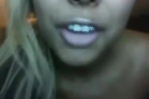 Sexy light haired curvy chick was exposing her glamorous large bumpers