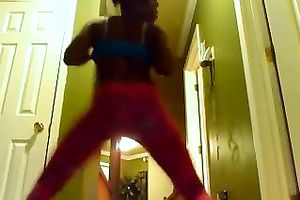 A nice-looking and hawt ebony girlfriend on cam in constricted panties
