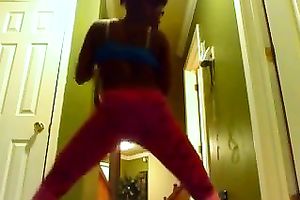 A nice-looking and hawt ebony girlfriend on cam in constricted panties