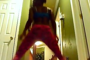 A nice-looking and hawt ebony girlfriend on cam in constricted panties