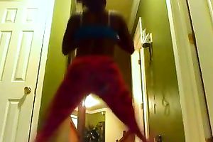 A nice-looking and hawt ebony girlfriend on cam in constricted panties