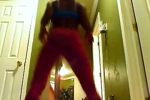 A nice-looking and hawt ebony girlfriend on cam in constricted panties