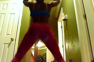 A nice-looking and hawt ebony girlfriend on cam in constricted panties