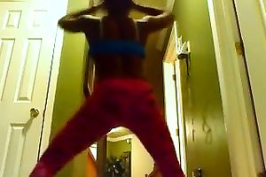 A nice-looking and hawt ebony girlfriend on cam in constricted panties