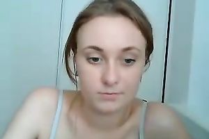 Blonde pale skin cutie in dark lingerie shows off her body