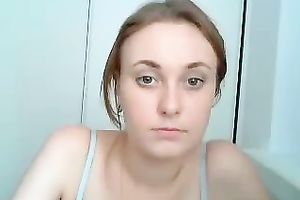 Blonde pale skin cutie in dark lingerie shows off her body