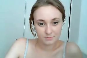 Blonde pale skin cutie in dark lingerie shows off her body