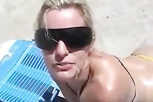 Blond haired slender nympho in sunglasses gives my buddy a wonderful BJ