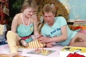 Filthy and juvenile European vintage wench on the daybed