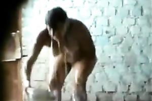 Voyeur video of Mexican amateur bootylicious white lady washing herself