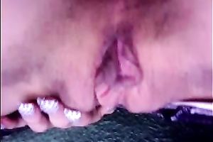 Stunning chick with fancy manicure rubs her juicy slit