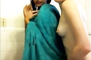 2 natural cam beauties with tiny mounds flashed their shaggy wet cracks in shower