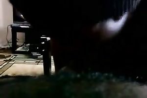 Black girlfriend in the living room sucks my bulky dark dong