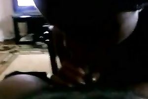 Black girlfriend in the living room sucks my bulky dark dong