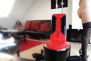 Big breasted eye catching honey in nylons teased me with masturbation show