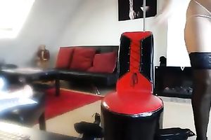 Big breasted eye catching honey in nylons teased me with masturbation show