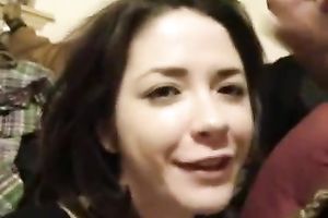 Filthy and gorgeous whore with priceless face receives a cumshots on her face