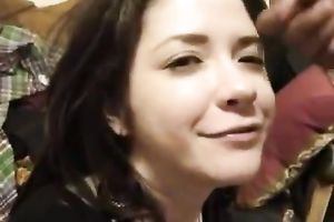 Filthy and gorgeous whore with priceless face receives a cumshots on her face