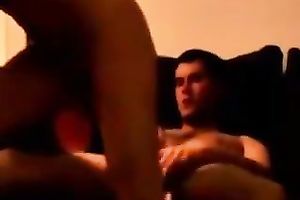 Sizzling dilettante playgirl riding large cock in a cowgirl position