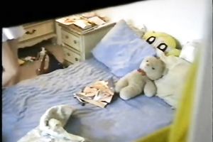 Busty white hawt dilettante sweetheart in her bedroom spied with camera