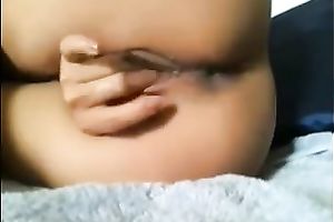 Mouth-watering girl showing her fur pie closeup in dilettante homemade episode