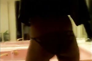 Hot dark non-professional wife shakes her butt in hawt spiderweb pants