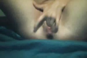All natural breasty cam white wife finger copulates her squirting cum-hole